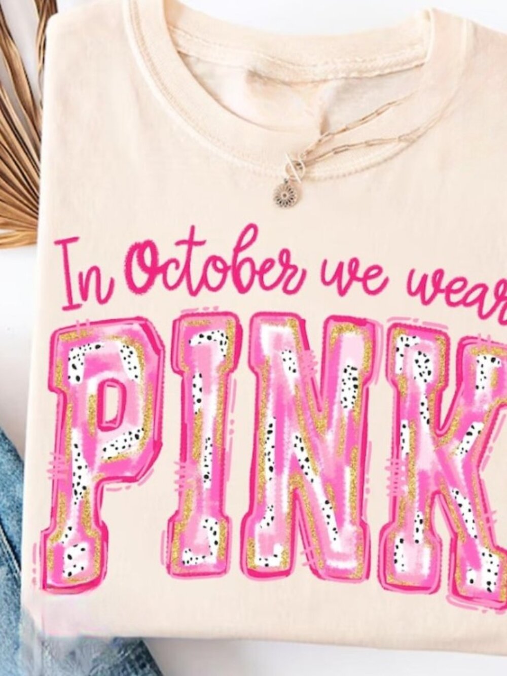 Brushstroke In October We Wear Pink Shirt - Picture 2 of 4